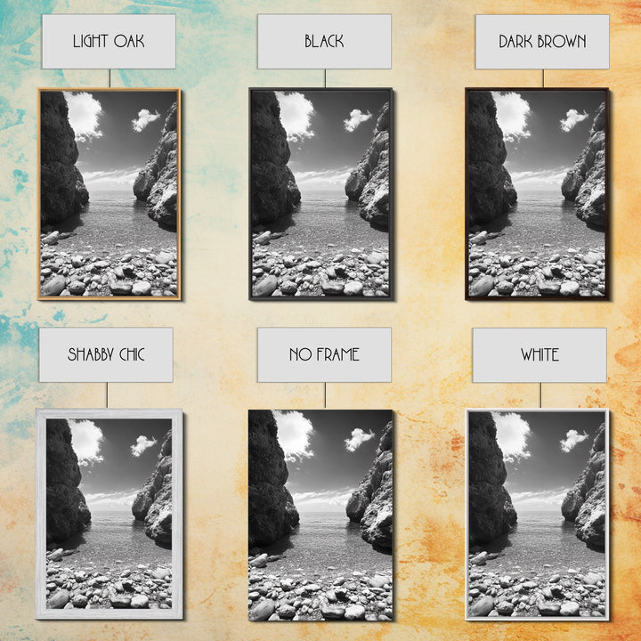 Rocky Cove, Serene Sea, Coastal Escape, Crystal Water, Canvas Print, bathroom ocean art, coastal minimalist decor, tranquil seascape gift