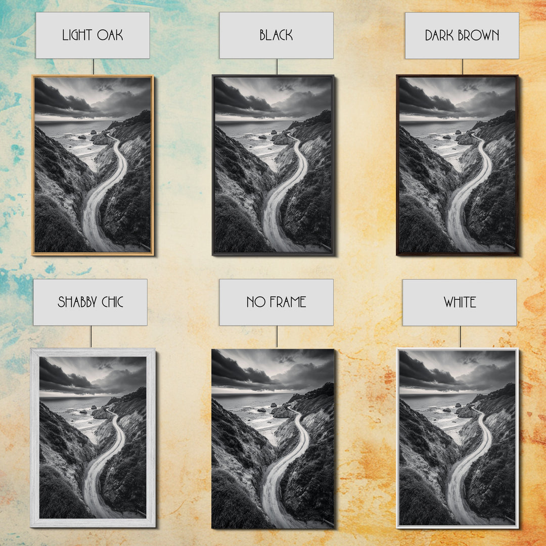 Coastal Road View, Cliffside Journey, Seaside Drive, Moody Landscape, Canvas Print, Living Room Art, Adventure Wall Art, Wanderlust Decor