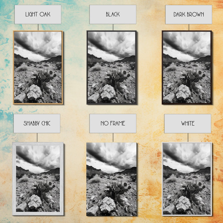 Desert Storm, Cactus Scene, Black White Art, Canvas Print, Southwest Wall Art, Earthy Tones Decor, Boho Style, Entryway Wall Accent