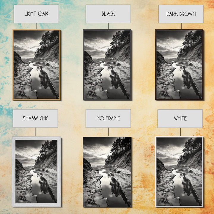 River Canyon, Dramatic Sky, Nature Pathway, Canvas Print, Adventure Wall Art, Cabin Decor, Black White Landscape Photography