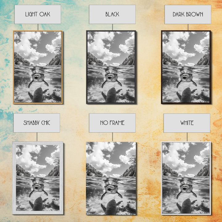 Dolphin Play, Ocean Joy, Underwater View, Canvas Print, Nautical Wall Art, Coastal Bathroom Decor, Playful Beach House Style