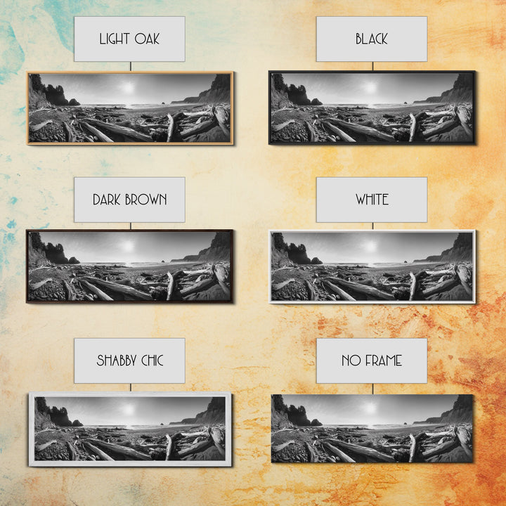 Coastal Driftwood Scene, Rugged Ocean Beach, Moody Nature Landscape, Framed Canvas Print, Rustic Wall Decor, Fall Coastal Photography