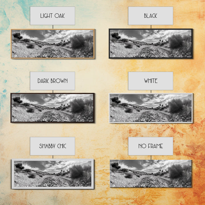 Desert Streambed Path, Dry River Landscape, Southwest Nature Print, Framed Canvas Print, Earthy Living Room Art, Modern Western Decor