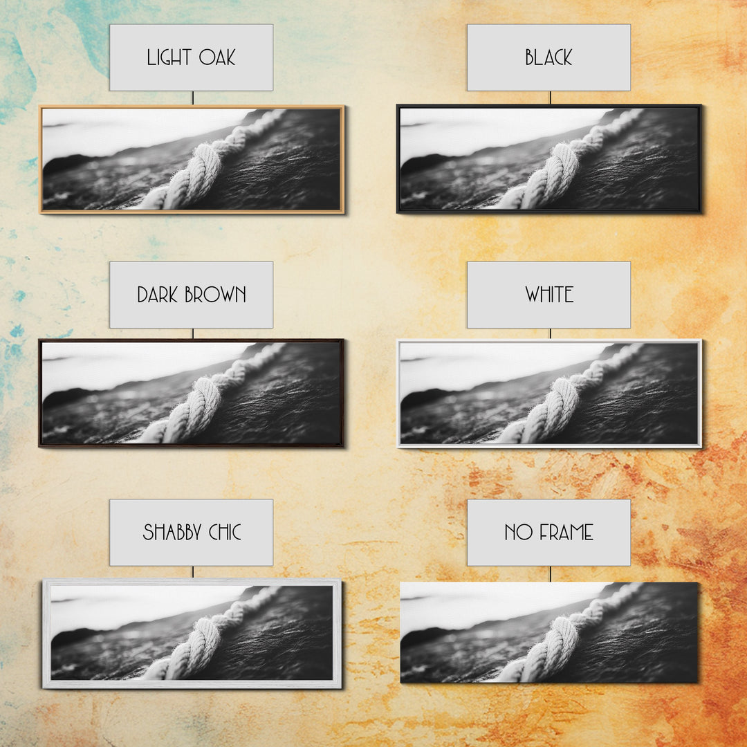 Rope Detail, Coastal Texture, Closeup Knot, Framed Canvas Print, Nautical Wall Decor, Minimalist Wall Art, Beach Home Accent, Ocean Print