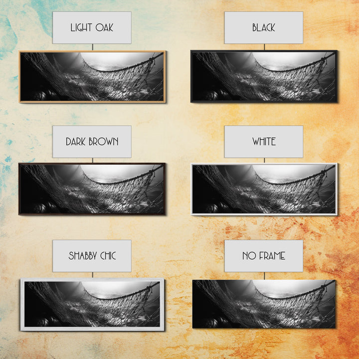 Deep Sea Net, Ocean Mood, Fisherman Style, Framed Canvas Print, Nautical Wall Art, Maritime Decor, Coastal Office Wall Art, Dark Ocean Print