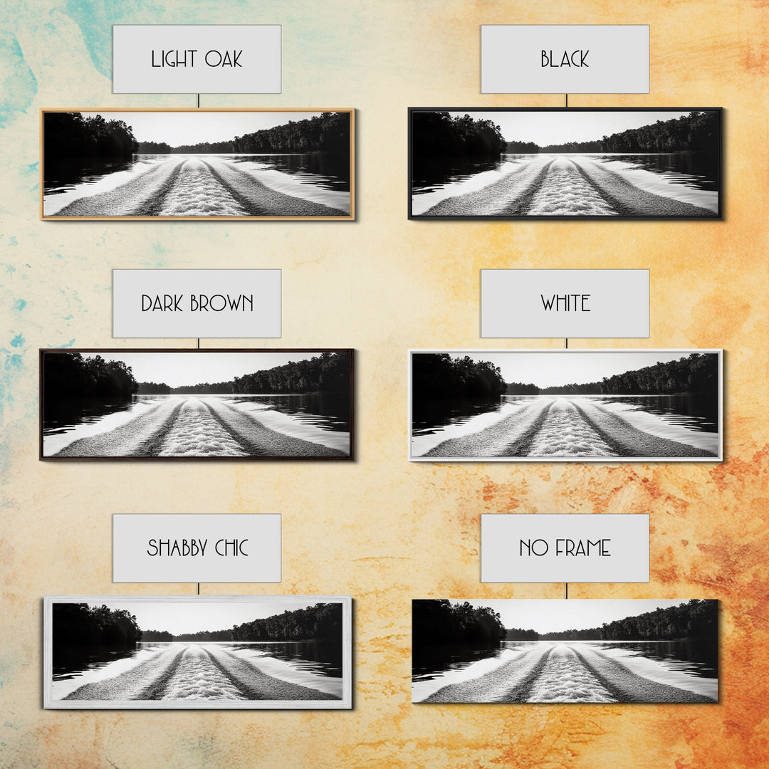 River Wake, Forest Waters, Lake Escape, Framed Canvas Print, Nature Photography, Minimalist Wall Art, Modern Cabin Decor