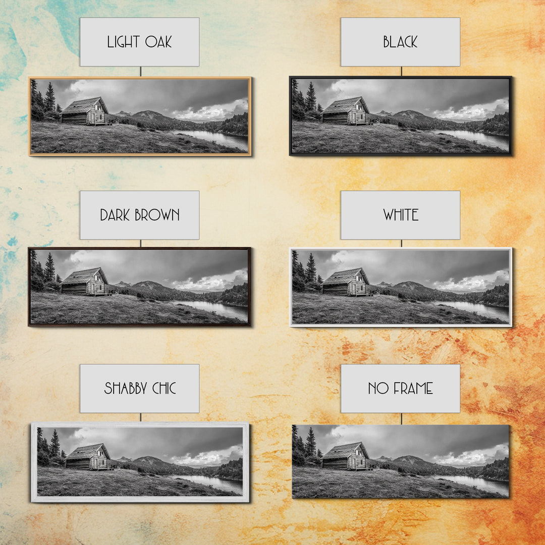 Cabin On Hill, Mountain Lake, Rustic Retreat, Canvas Print, Fall Wall Art, Cozy Home Decor, Adventure Landscape, Nature-Inspired Design