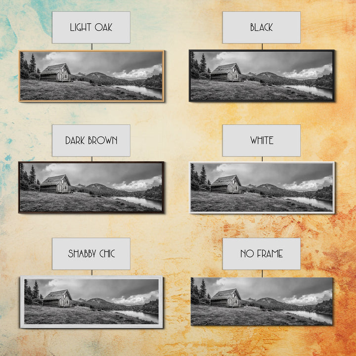 Cabin On Hill, Mountain Lake, Rustic Retreat, Canvas Print, Fall Wall Art, Cozy Home Decor, Adventure Landscape, Nature-Inspired Design