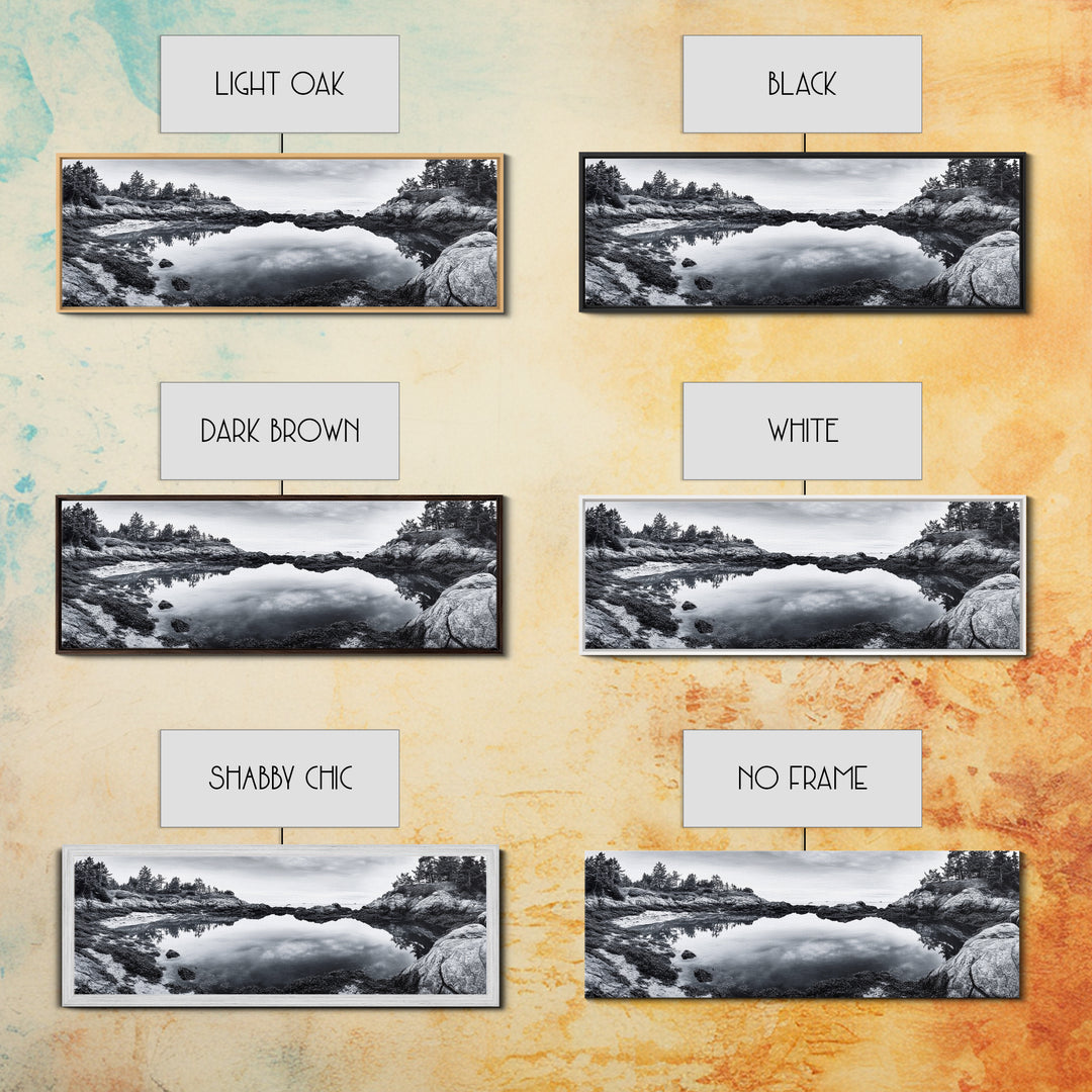 Coastal Reflections, Tide Pool, Rocky Shoreline, Framed Canvas Print, Seaside Nature Art, Minimalist Coastal Decor, Zen Bathroom Art