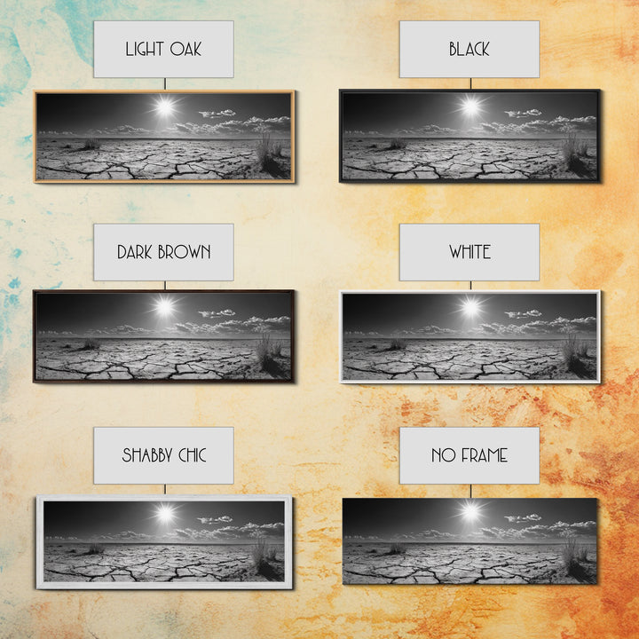 Cracked Earth, Desert Heat, Sunburst Drought, Canvas Print, rustic fall decor, southwest desert art, boho entryway wall statement