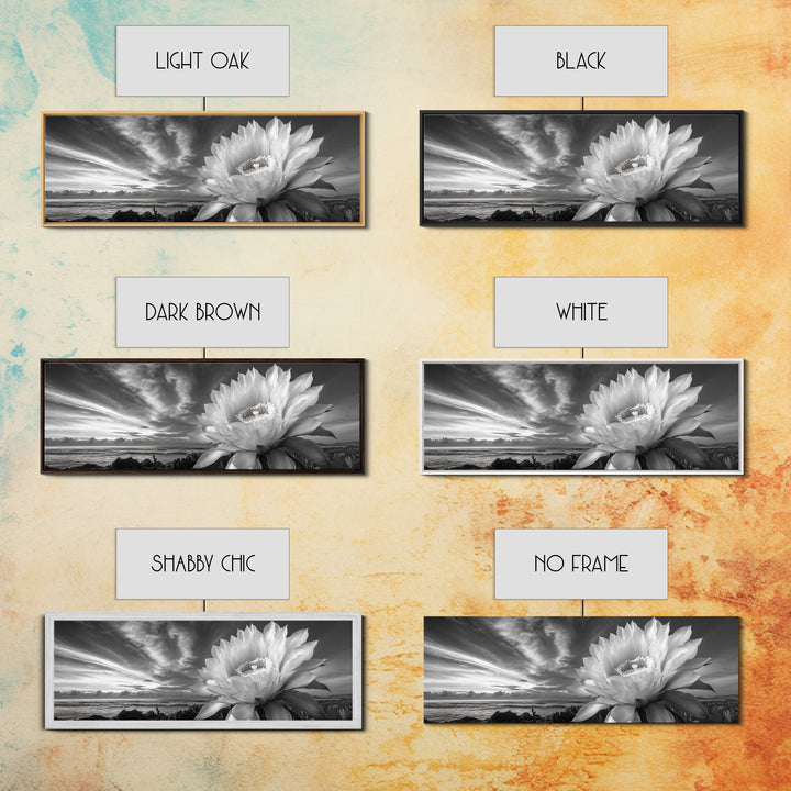 Desert Bloom Flower, Coastal Cactus Sunrise, Nature Canvas Print, Southwestern Wall Art, Boho Bathroom or Bedroom Decor