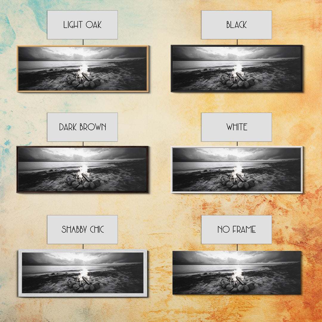 Campfire Circle, Shoreline Fire, Beach Rocks, Autumn Mood, Canvas Print, rustic Fall art, outdoor living decor, lakeside art, coastal art