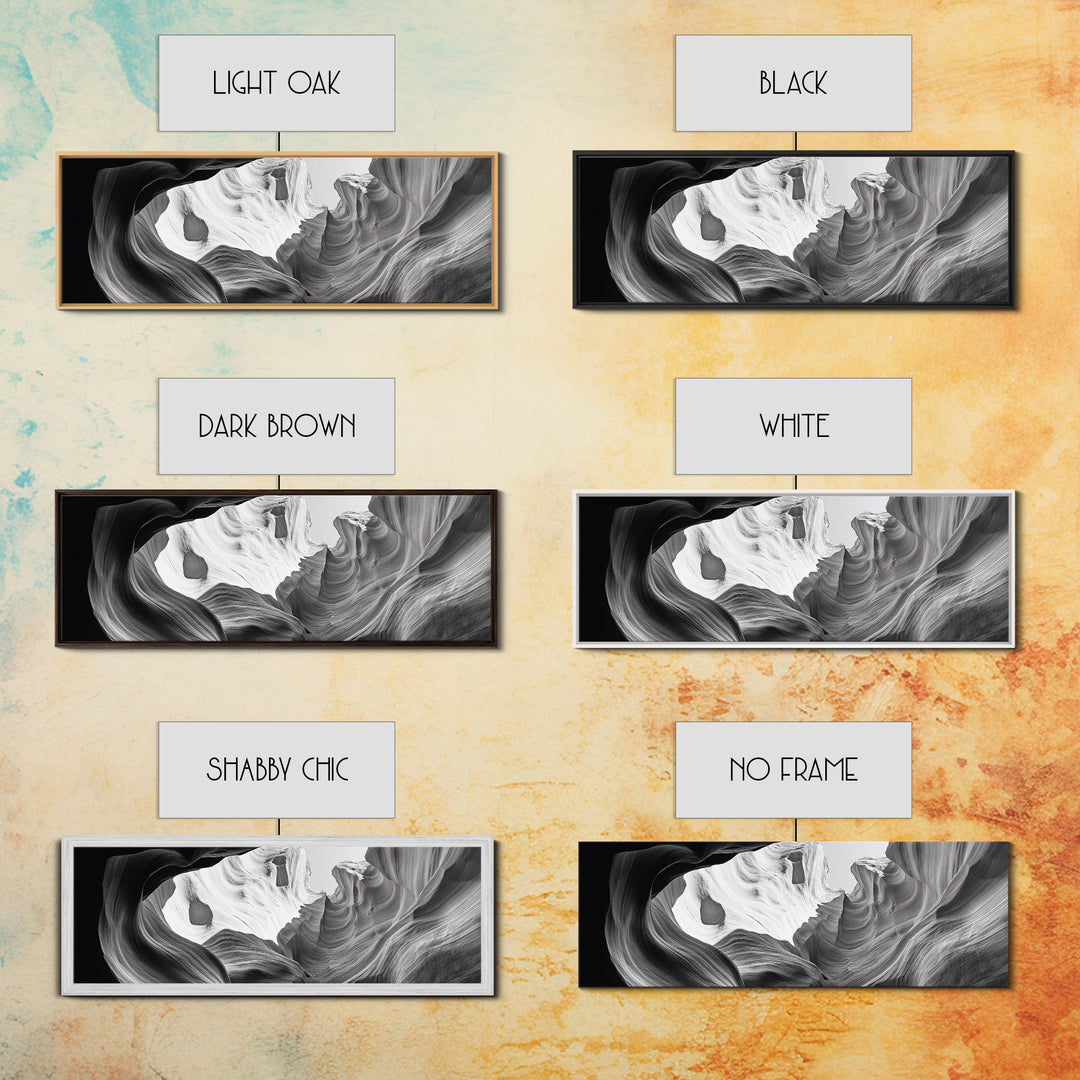 Desert Canyon Swirl, Abstract Rock Layers, Light and Shadow, Framed Canvas Print, Minimalist Living Room Art, Earth Tone Decor