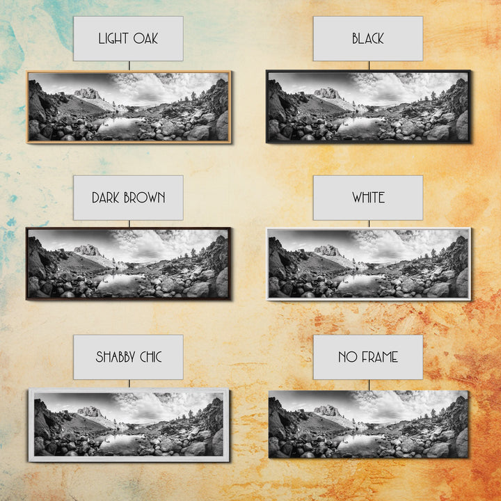 Rocky Lake, Wilderness Reflection, Mountain Calm, Framed Canvas Print, Cabin Nature Wall Art, Rustic Home Decor, Adventure Photography