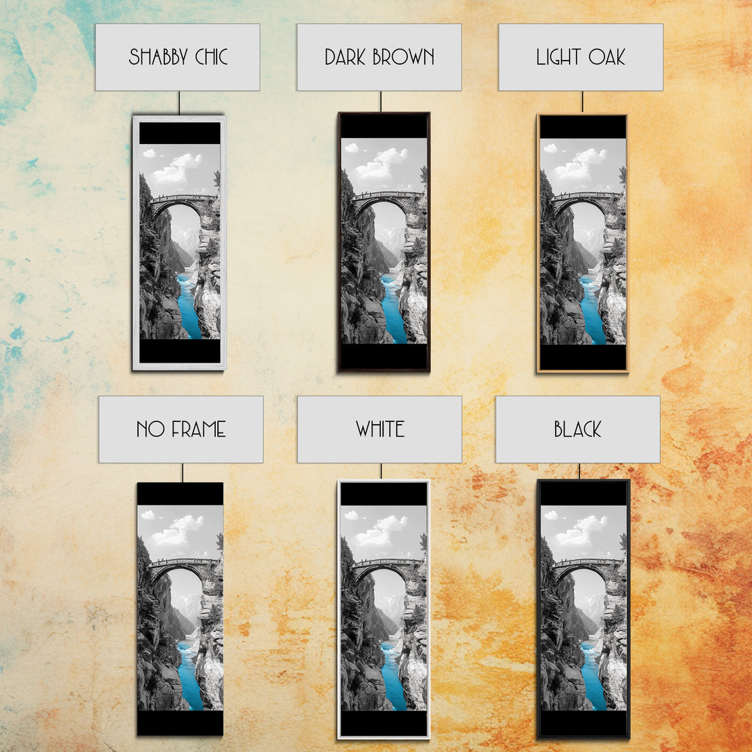 Canyon Bridge, Turquoise River, Scenic View, Majestic Nature, Framed Canvas Print, Living Room Art, Travel Inspired Wall Decor