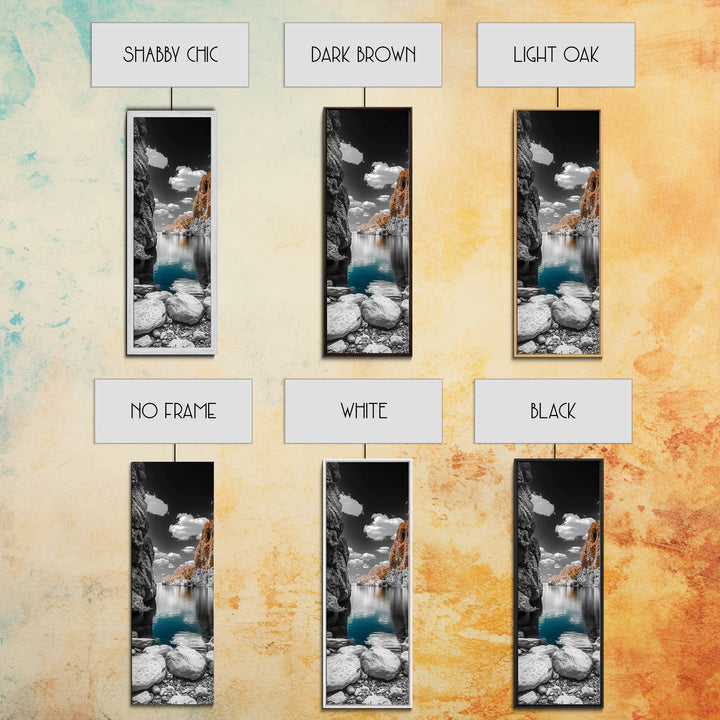 Cliffside Bay, Azure Reflection, Dramatic Seascape, Nature Landscape, Framed Canvas Print, Bathroom Art, Modern Wall Decor, Ocean View