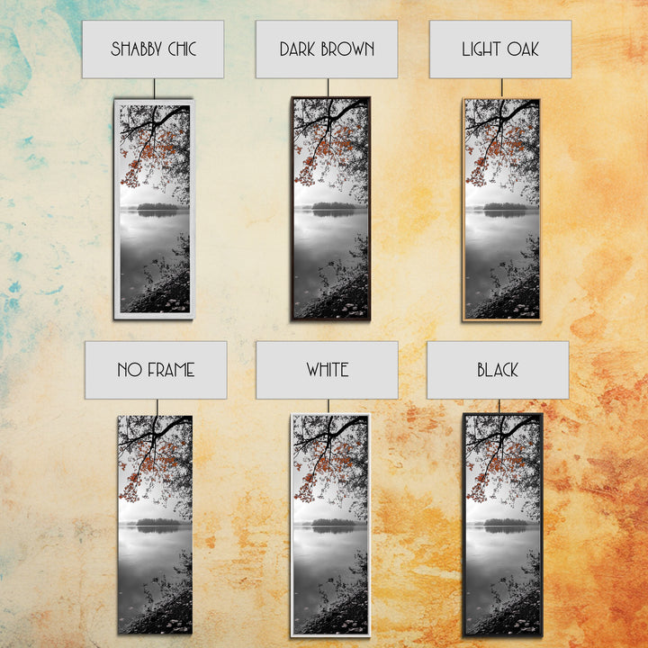 Autumn Leaves, Peaceful Lake, Misty Morning, Nature Silence, Canvas Print, Fall Wall Art, Neutral Bedroom Decor, Minimalist Photography