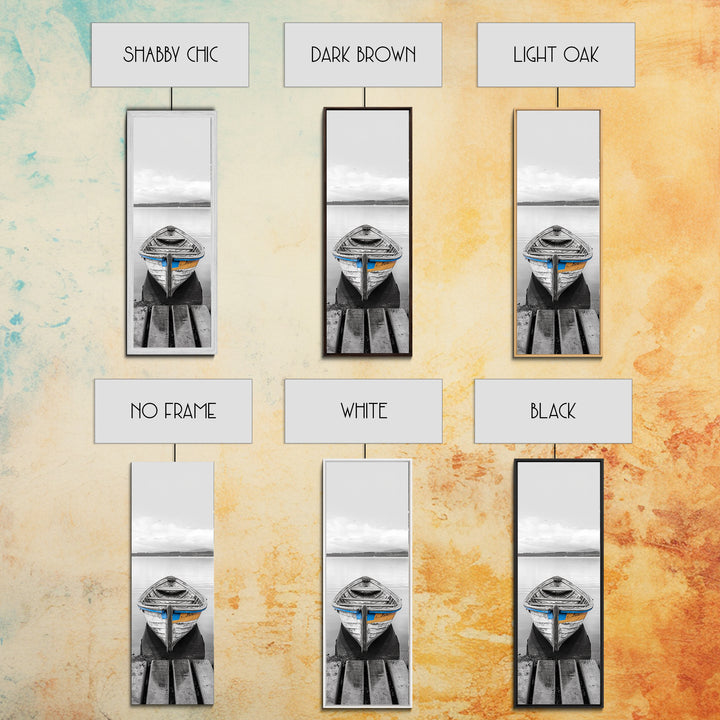 Rowboat Front, Calm Water, Lake Stillness, Serene View, Framed Canvas Print, Nautical Decor, Minimalist Art, Coastal Living Room