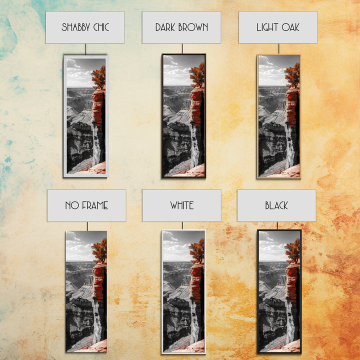 Desert Canyon Cliff, Fall Tree Landscape, Adventure Nature Art, Framed Canvas Print, Earth Tone Wall Decor, Southwest Living Room Art