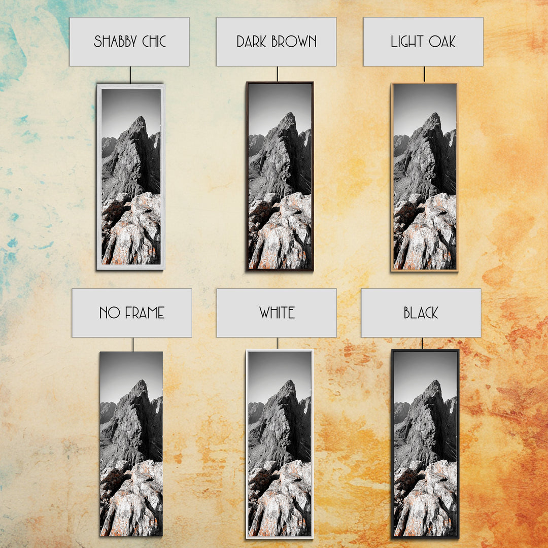 Rugged Mountain, Rocky Cliff, Adventure Landscape, Highland Scene, Nature Travel Art, Framed Canvas Print, Rustic Cabin Wall Decor