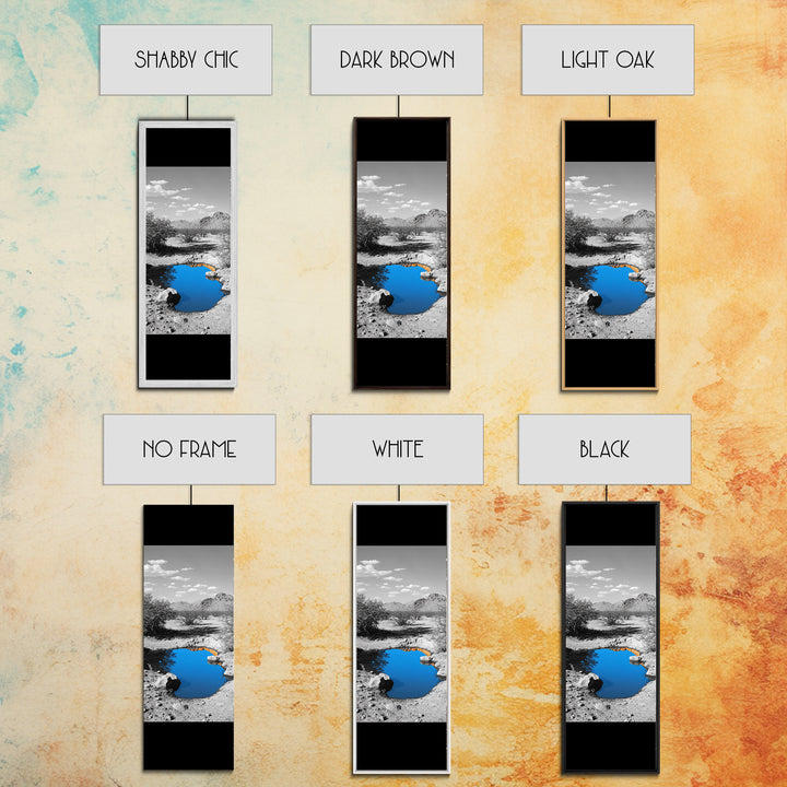 Blue Oasis, Desert Pool, Tranquil Reflection, Minimalist Landscape, Framed Canvas Print, Serene Entryway Wall Art, Calm Southwestern Decor