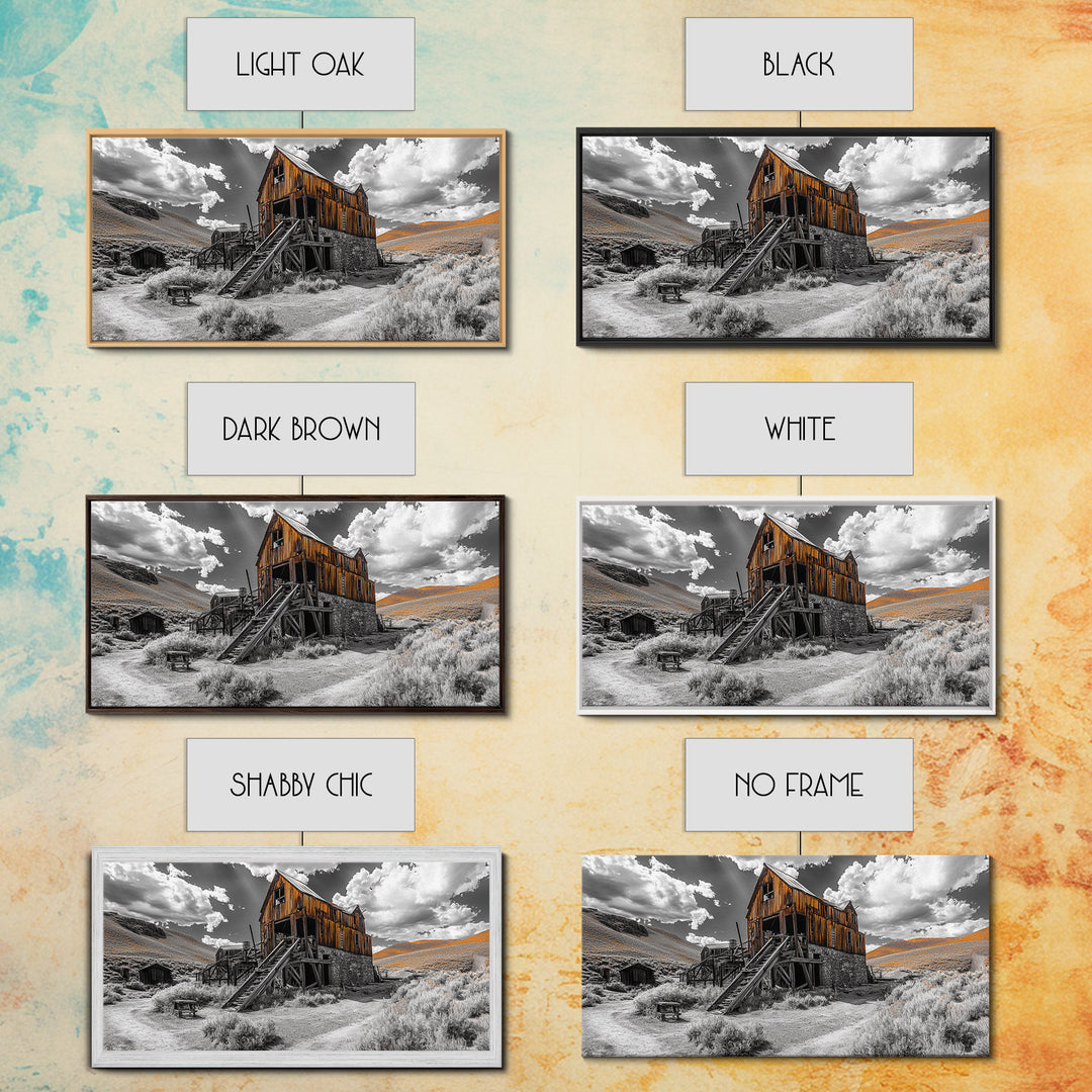 Desert Barn, Rustic Landscape, Western Vibes, Autumn Glow, Framed Canvas Print, Farmhouse Wall Art, Abandoned Homestead Photography