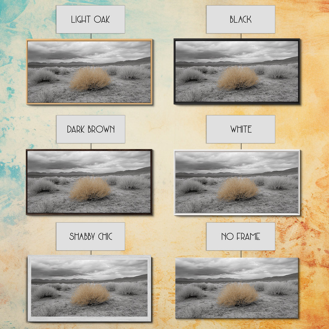 Desert Scene, Tumbleweed Beauty, Arid Landscape, Western Mood, Framed Canvas Print, Neutral Art, Entryway Wall Art, Rustic Home Style