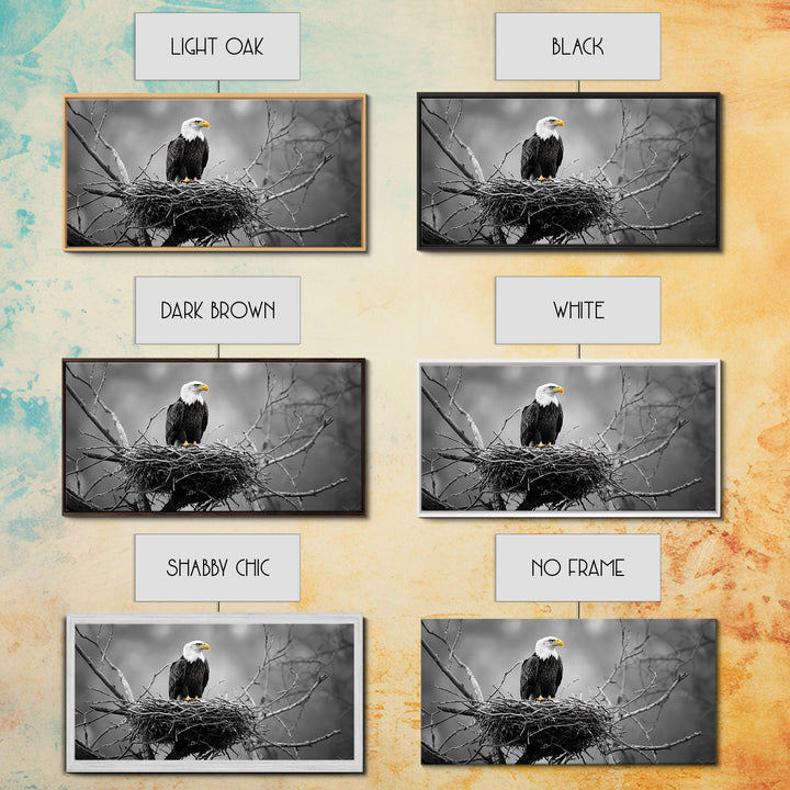 Bald Eagle, Monochrome Nature, Wildlife Photography, Fierce Majesty, Framed Canvas Print, Office Wall Art, Black White Bold Bird Scene