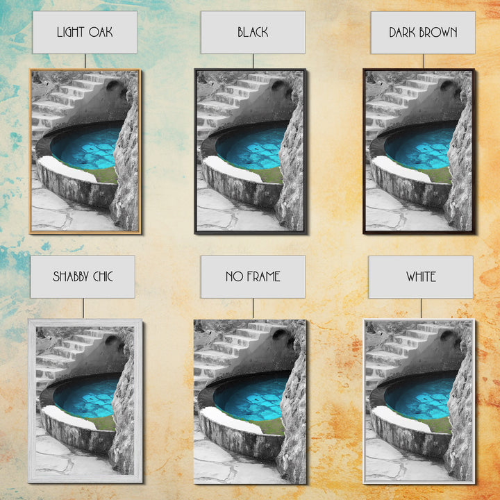 Blue Spring, Natural Oasis, Stone Pool, Canvas Print, Spa Bathroom Wall Art, Tranquil Escape, Minimalist Water Photography, Zen Vibes