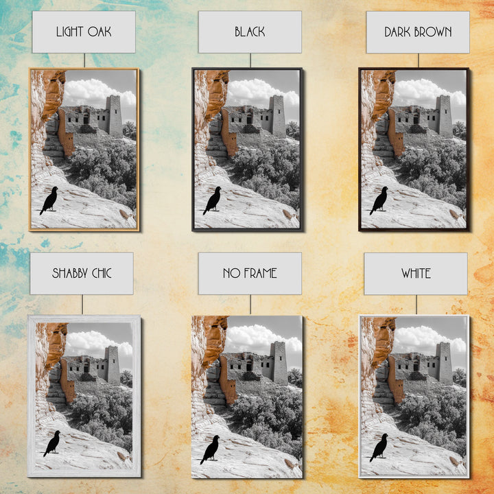 Desert Ruins, Black Bird, Ancient Architecture, Canvas Print, Historical Wall Art, Southwestern Decor, Moody Earth Tones, Living Room Art