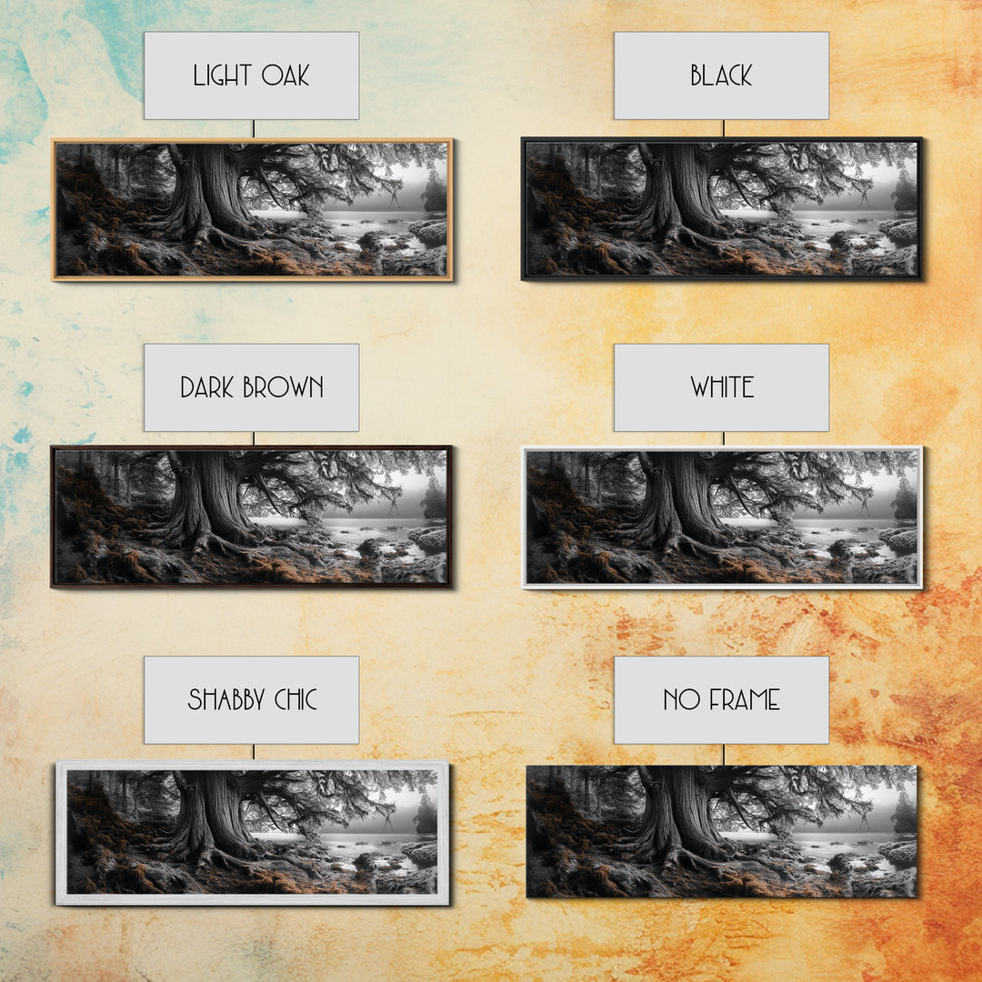 Ancient Tree, Forest Roots, Coastal Woods, Mystical Scene, Framed Canvas Print, Nature Wall Art, Woodland Decor, Moody Living Room Art