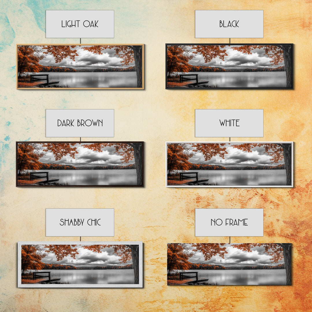 Autumn Trees, Lakeside Peace, Fall Foliage, Tranquil View, Framed Canvas Print, Fall Wall Art, Cabin Decor, Cozy Living Room Art