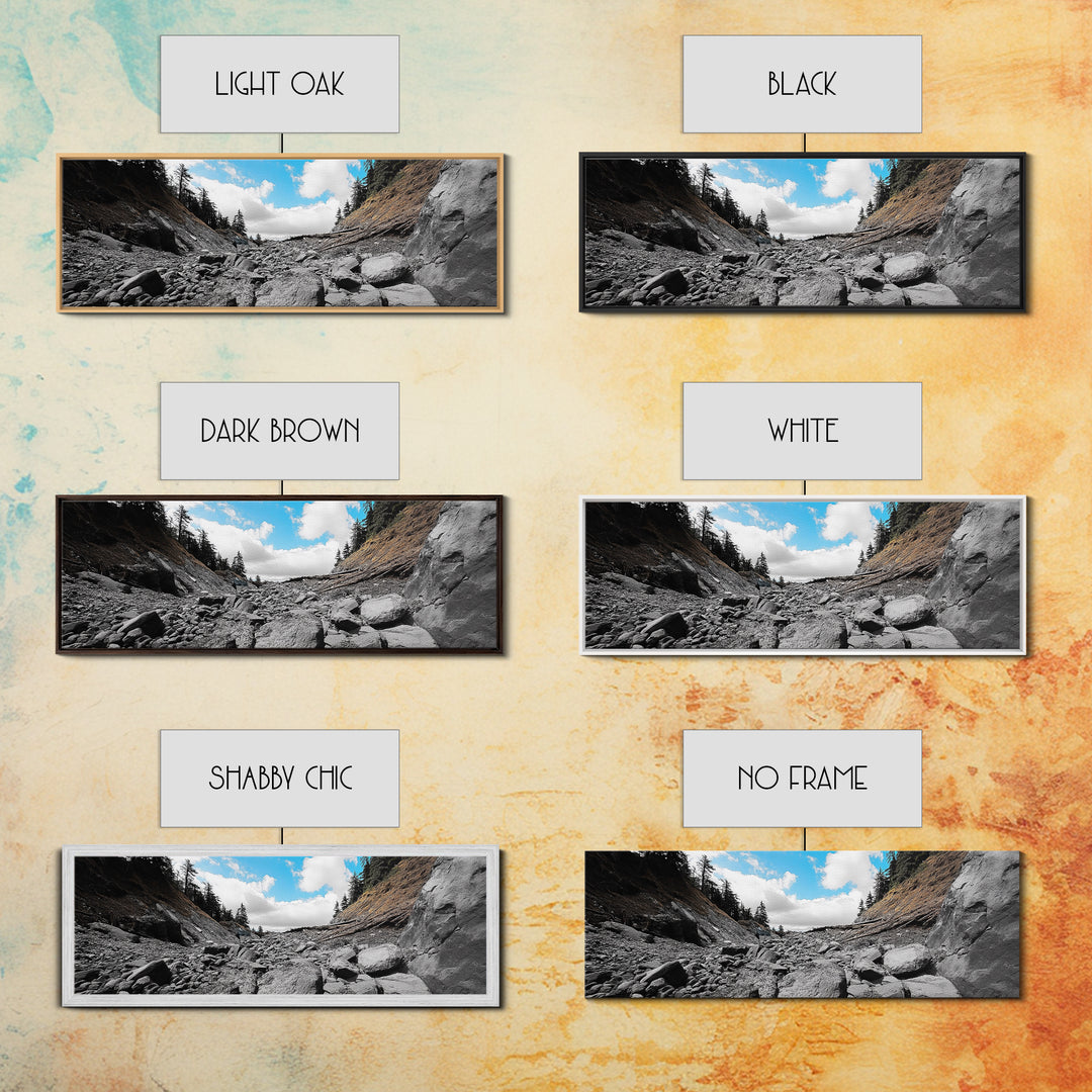 Rocky Trail, Blue Sky, Wilderness Path, Forest Adventure, Canvas Print, Rustic Nature Art, Hiking Wall Art, Cabin Living Room Decor