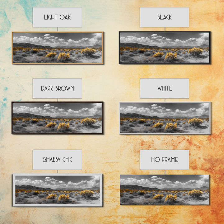 Desert Cactus, Southwestern Vibes, Golden Landscape, Boho Earth Tones, Framed Canvas Print, Entryway Wall Art, Desert Home Decor