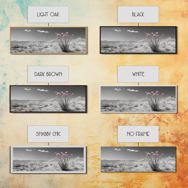 Desert Bloom Flowers, Pink Wildflower Landscape, Nature Wall Art, Framed Canvas Print, Boho Decor, Feminine Desert Bedroom Aesthetic