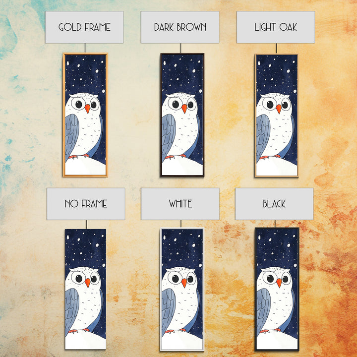 Snowy Owl Closeup Wall Art, Cute Winter Bird Canvas Print, Whimsical Nursery Decor, Kids Room Art, Snowfall Animal Gift Print