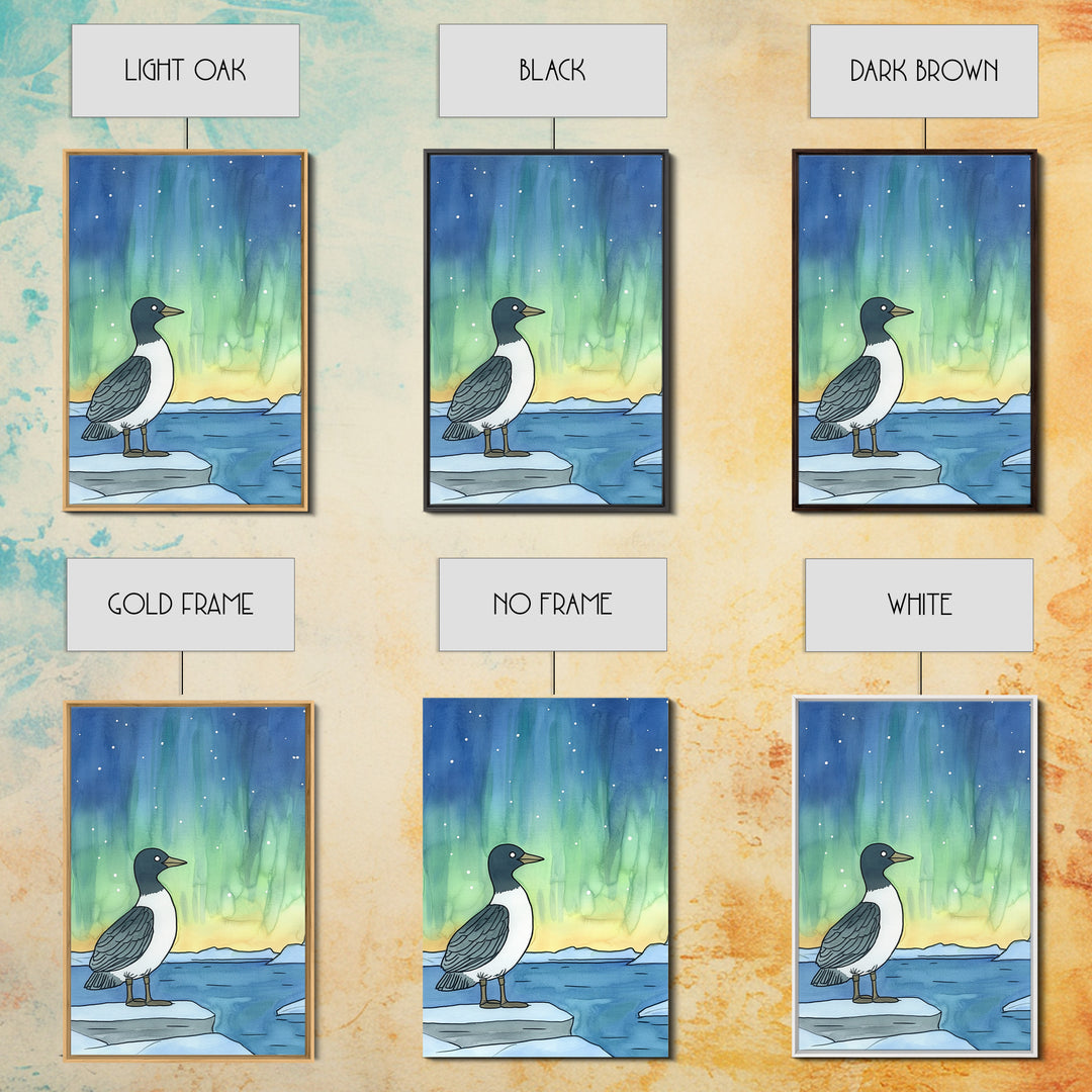 Arctic Bird Under Northern Lights Wall Art, Aurora Landscape Print, Coastal Nursery Decor, Nature Gift For Her Home Decor