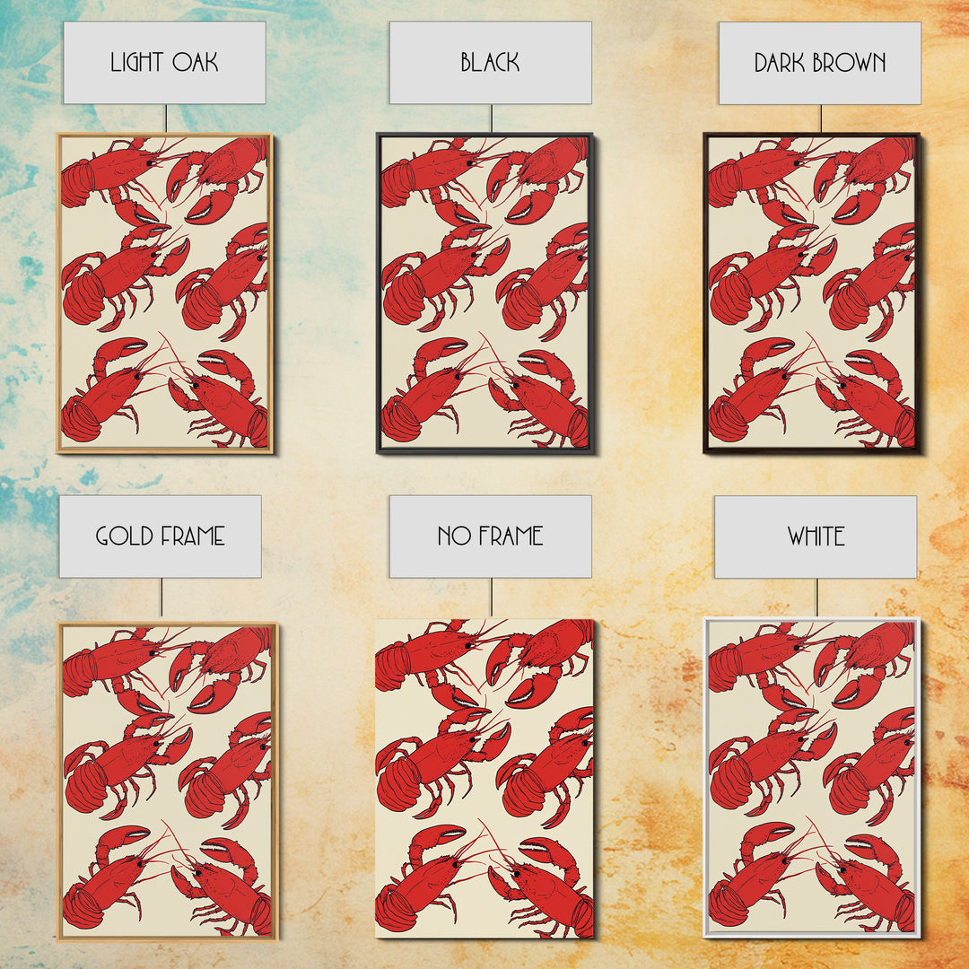 Close Up Red Lobsters Wall Art, Coastal Kitchen Decor, Seafood Print, Nautical Wall Decor, Beach House Dining Room Gift Idea