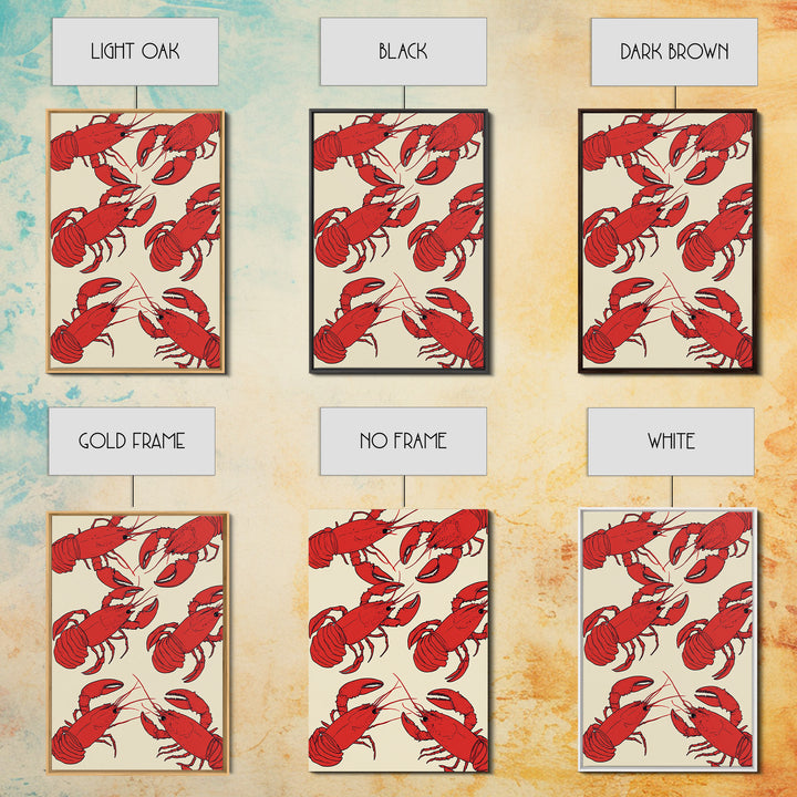 Close Up Red Lobsters Wall Art, Coastal Kitchen Decor, Seafood Print, Nautical Wall Decor, Beach House Dining Room Gift Idea
