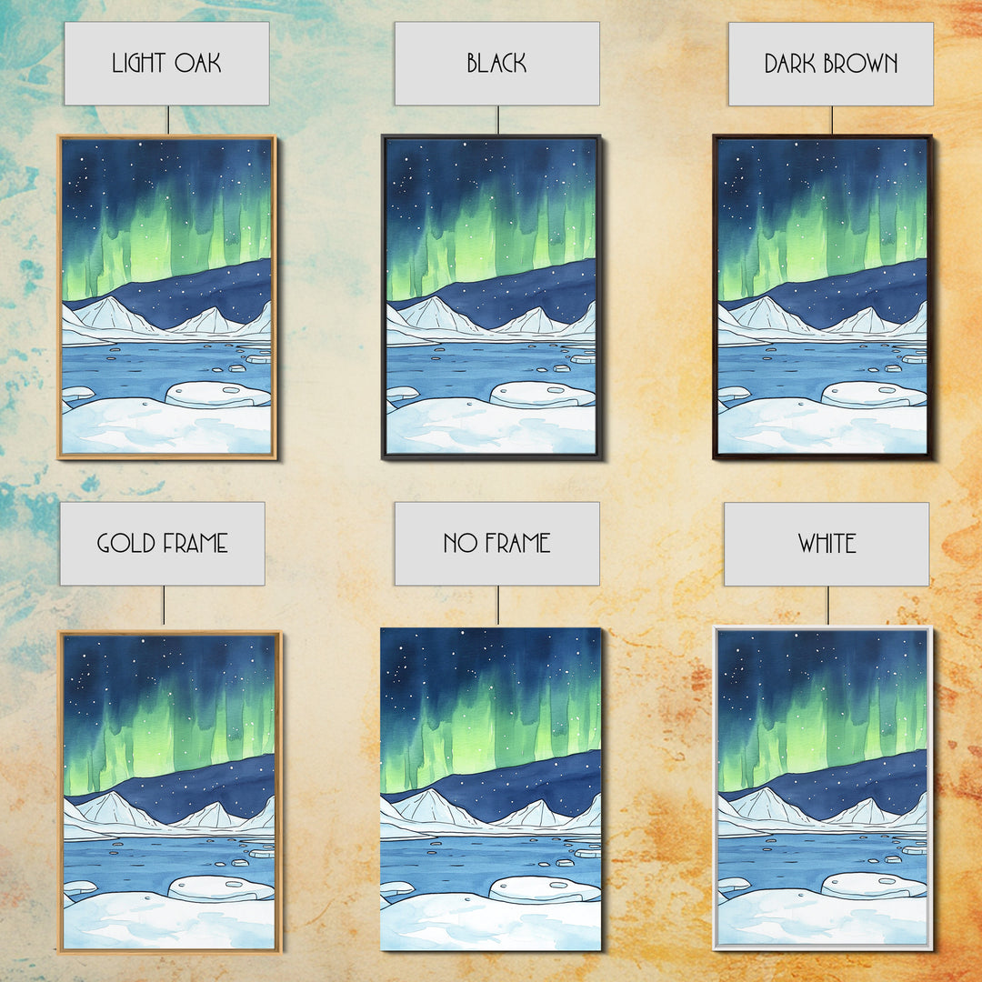 Northern Lights Arctic Landscape Canvas Print, Aurora Borealis Wall Decor, Winter Nature Art Print, Cozy Living Room Decor