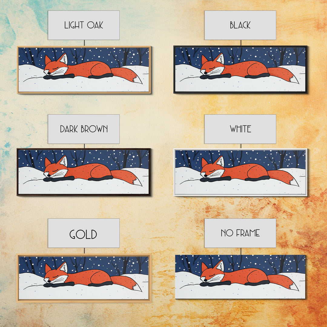 Sleeping Red Fox In Snow Wall Art, Whimsical Winter Animal Print, Woodland Nursery Decor, Cozy Kids Room Canvas Print Gift