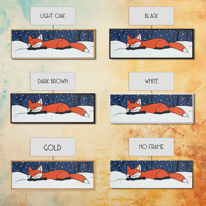 Sleeping Red Fox In Snow Wall Art, Whimsical Winter Animal Print, Woodland Nursery Decor, Cozy Kids Room Canvas Print Gift