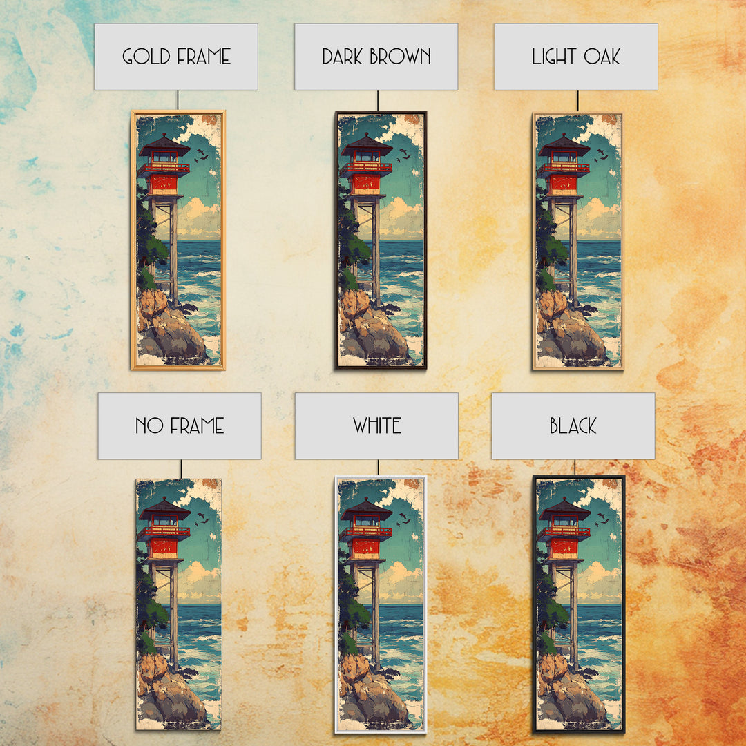 Coastal Lifeguard Tower Above Ocean Wall Art, Beach House Decor, Nautical Canvas Print, Seaside Landscape, Summer Home Decor Gift