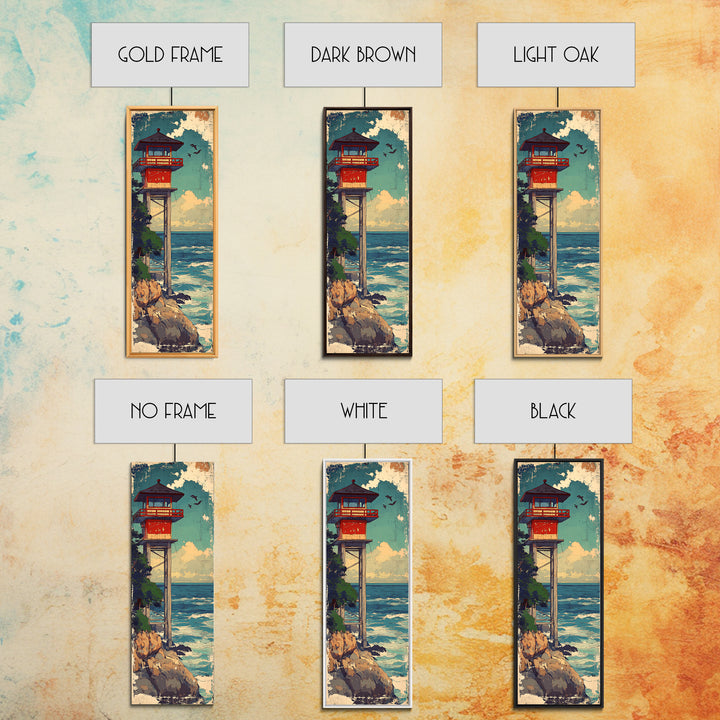 Coastal Lifeguard Tower Above Ocean Wall Art, Beach House Decor, Nautical Canvas Print, Seaside Landscape, Summer Home Decor Gift