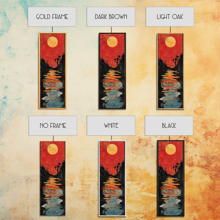 Red Sunset Path With Rippling Water Wall Art, Abstract Landscape Canvas Print, Modern Zen Decor, Framed Canvas Print For Entryway