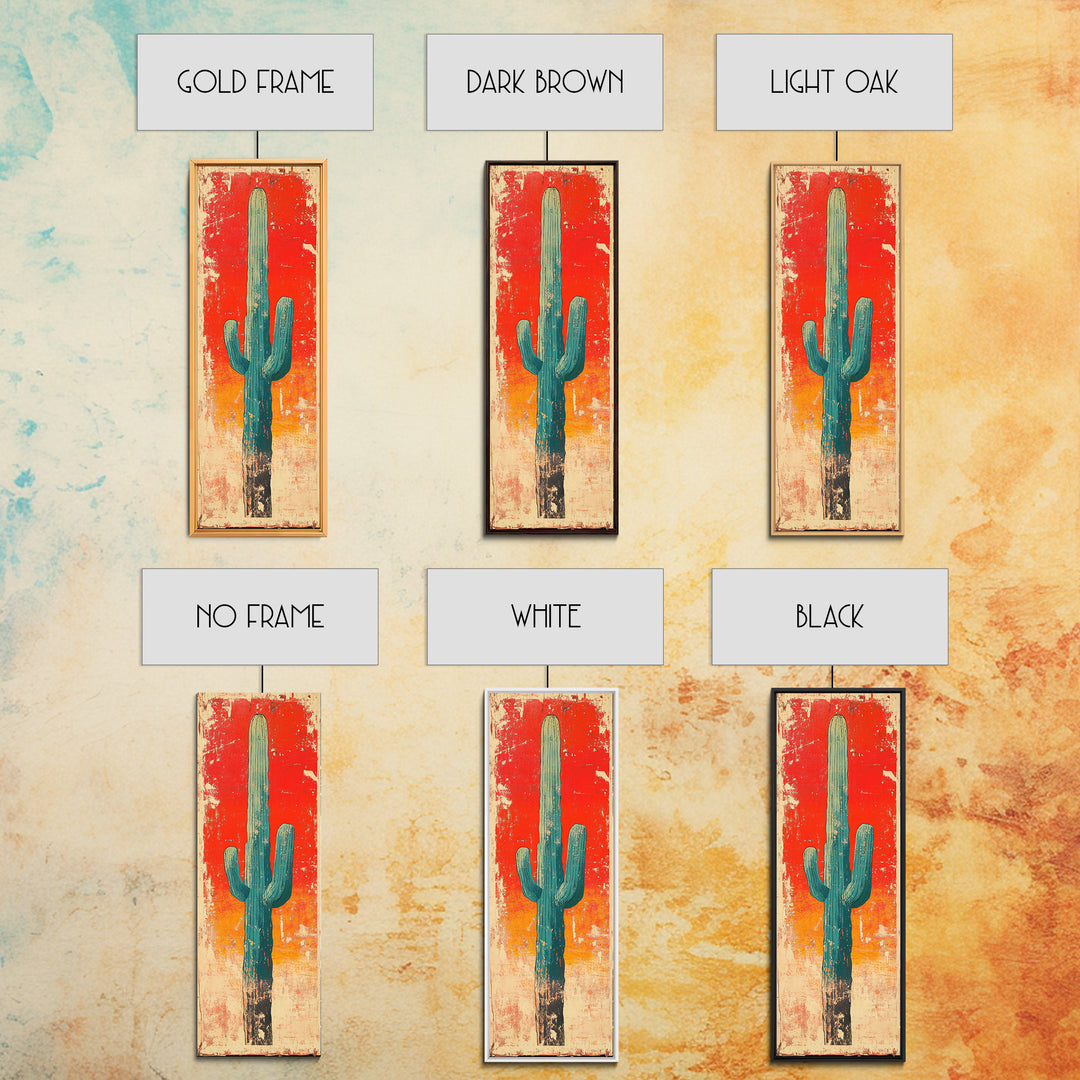 Tall Saguaro Cactus Wall Art, Desert Sunset Canvas Print, Southwestern Wall Decor, Arizona Boho New Home Decor Gift For Him