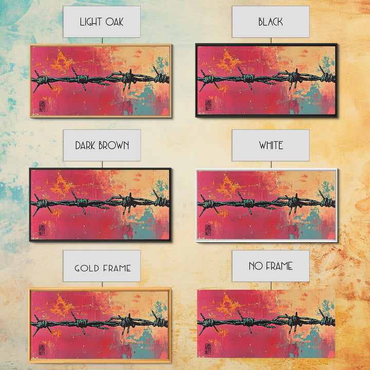 Black Barbed Wire On Coral Teal Wall Art, Urban Graffiti Print, Abstract Street Art, Edgy Modern Office Wall Decor Gift For Him