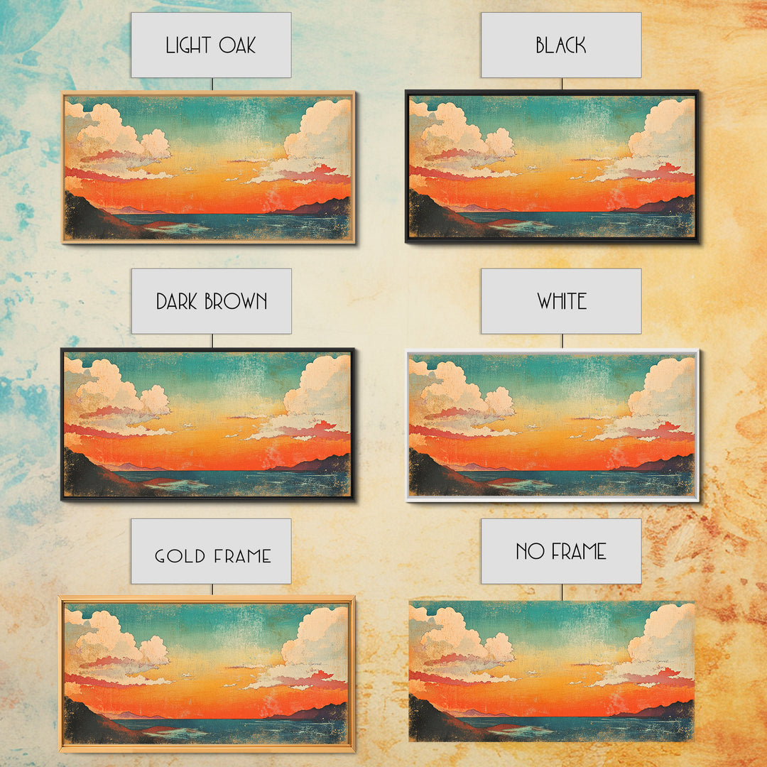 Pastel Coastal Sunset Wall Art, Ocean Horizon Canvas Print, Beach House Decor, Serene Living Room Wall Decor Gift For Her