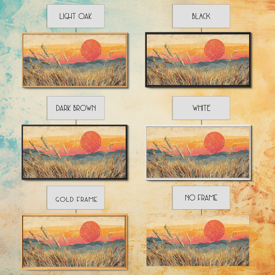 Golden Wheat Field Sunset Wall Art, Rustic Landscape Canvas Print, Warm Farmhouse Decor For Living Room Above Sofa Housewarming Gift