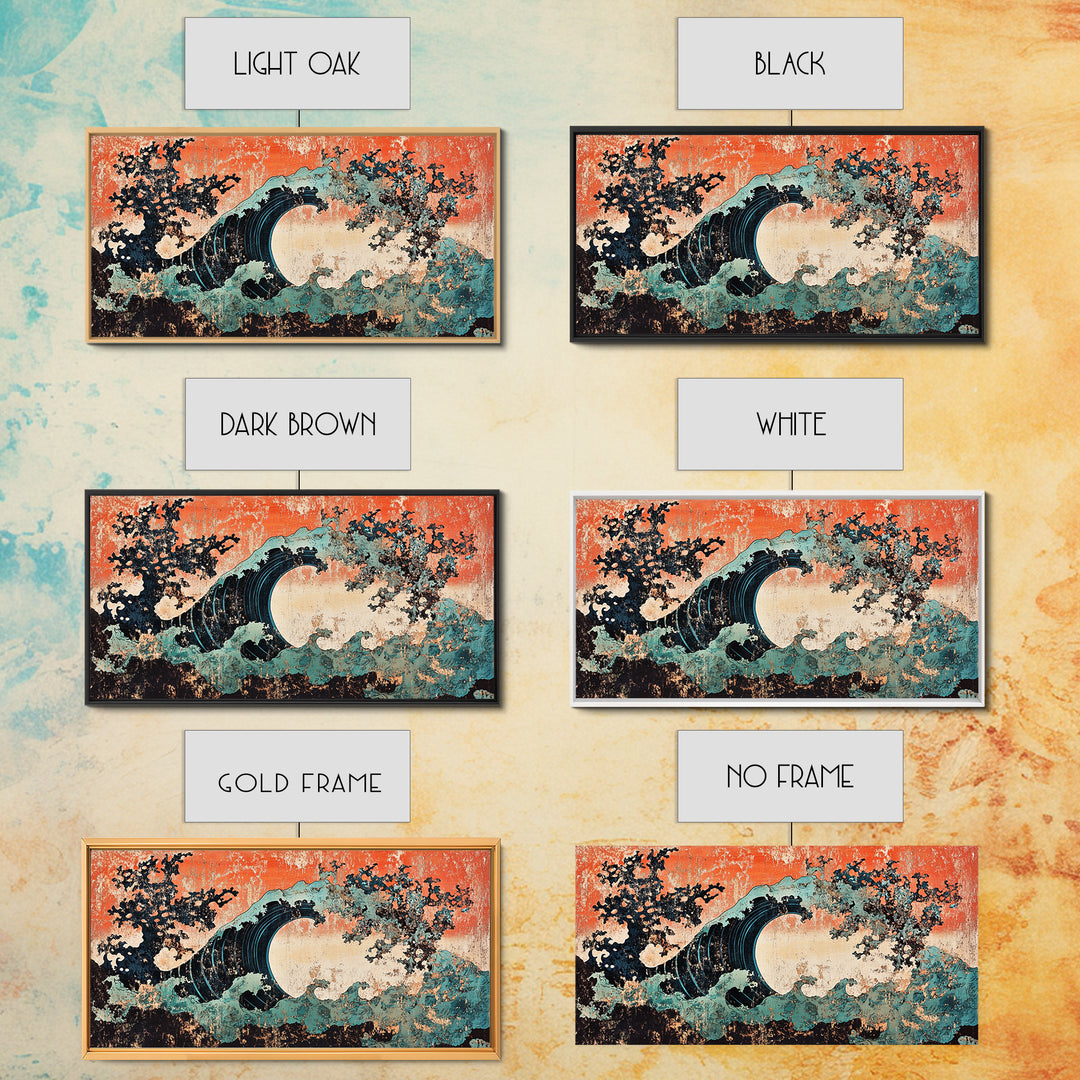 Dramatic Japanese Wave Wall Art, Modern Abstract Ocean Canvas Print, Coastal Seascape Decor, Bold Living Room Statement Art
